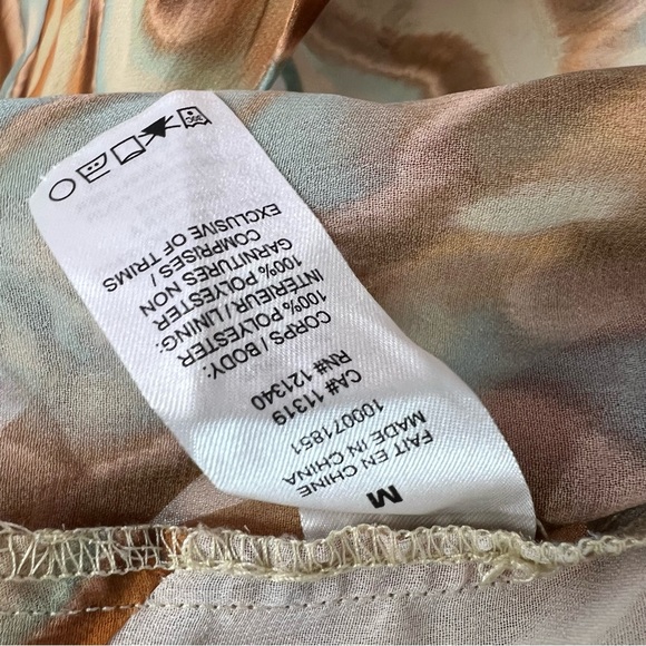 Dynamite blouse tie up swirls ribbon bow front brown Multicolor Tie-Front Blouse - Picture 10 of 11